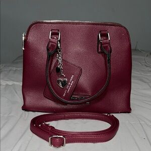 Andrew Marc Burgundy Leather Satchel